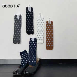 Women cotton polka dot split toe socks mid tube tabi socks colorful casual socks autumn winter