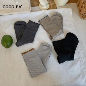 Herren Wolle Seide gerippte Wadenstrümpfe bequeme klassische einfarbige 4er-Pack Winter
