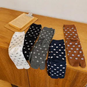 Women cotton polka dot toed socks mid tube split toe hosiery casual daily wear winter new
