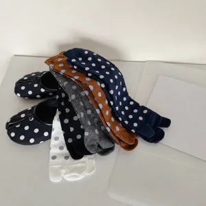 Women cotton polka dot split toe mid tube socks stylish cute casual daily footwear set.