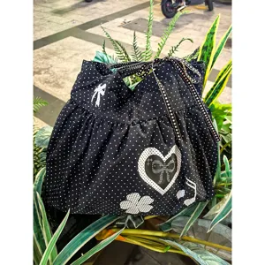 Koreaanse stijl stippen shopper tas met schattige strik, grote katoenen schoudertas.