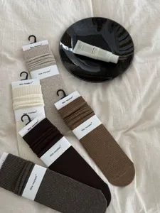 Dames katoen slouch sokken halverwege de kalf gebreid casual comfortabel set meerkleurig