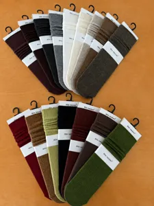 Dames geribbelde slouch sokken herfst winter effen gebreid casual lange mode kousen