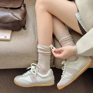 Herbst Winter dicke Strick Stulpen Socken Damen koreanische bequeme lässige Baumwoll Socken