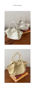 Borsa a secchiello elegante in pelle da donna con dettaglio fiocco, borsa a tracolla alla moda