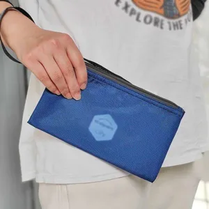 Pochette de passeport zippée en filet bleu voyage quotidien pochette de document multicouche
