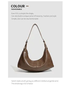 Braune Baguette Schultertasche, minimalistische Hobo Tasche, schicke Herbsttasche neu.