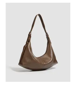 Braune Leder Baguette Schultertasche für Damen, retro Damen-Unterarmtasche Herbst Winter.