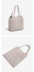 Geometric lattice tote shoulder bag, stylish casual large capacity daily commuting handbag detail.