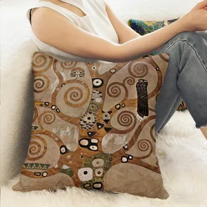 Gustav Klimt oil painting print throw pillow cover, art decor cushion for sofa home.