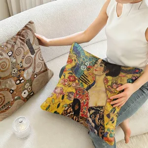 Gustav Klimt oil painting print throw pillow cover decorative linen sofa cushion case home