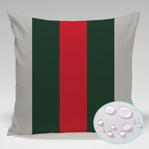 Outdoor waterdichte kussensloop met klassieke groen-rode streep digitale print.
