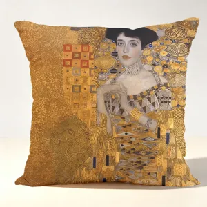 Gustav Klimt oil painting print throw pillow cover, art decorative sofa linen pillowcase.