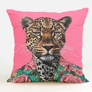 Fodera per cuscino decorativo leopardo tropicale rosa floreale federa per divano letto