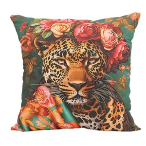 Federa per cuscino con stampa leopardo tropicale bohémien, copricuscino decorativo per divano casa.