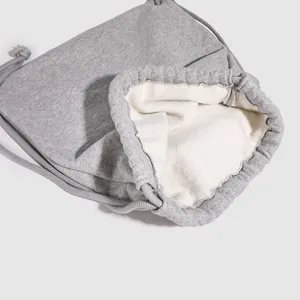 Sac a dos cordon coton gris loisir sport sac de gym leger simple sac de jour quotidien.