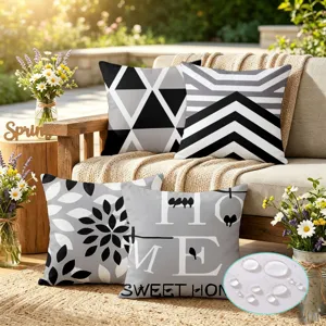 Outdoor wasserdichter Kissenbezug geometrischer schwarz-weißer Print Garten Sofakissen