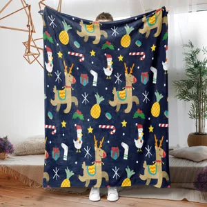Coperta flanella Natale morbida calda inverno plaid festivo per divano ufficio letto