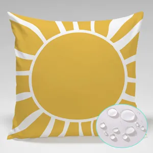 Funda de cojín exterior impermeable girasol amarillo detalle primer plano tela impermeable