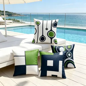 Outdoor waterproof geometric throw pillow cover, minimalist style for beach lounger and sofa.