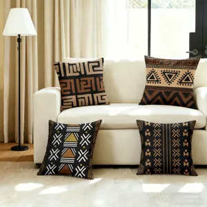 African tribal throw pillow cover featuring ethnic geometric print for modern sofa decor