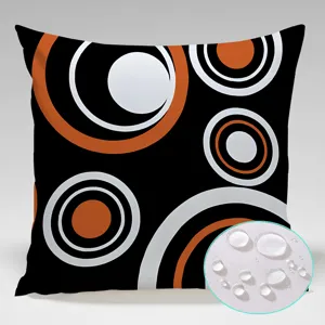 Close-up detail of the waterproof fabric and geometric pattern on the cushion cover.
