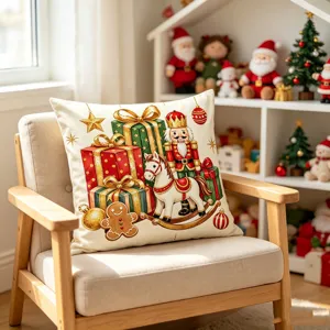 Christmas cushion cover holiday decorative pillow case sofa cartoon polyester print home