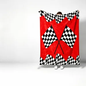 Racing Flag Print Flannel Blanket Soft Warm Cozy Throw Blanket For Bed Sofa Living Room Home Decor