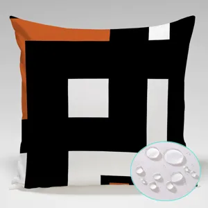 Geometric print waterproof cushion cover detail, modern home outdoor decor pillowcase.