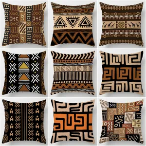 African Totem Ethnic Print Throw Pillow Cover Decorative Geometric Pattern Cushion Cover for Sofa Home Living Room