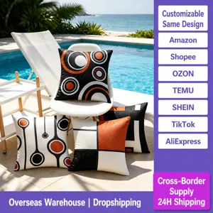 Waterproof Throw Pillow Cover Geometric Print Decorative Cushion Case For Outdoor Beach Chair Living Room Sofa Home Decor