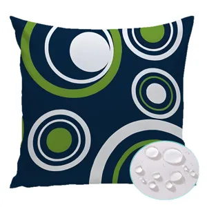 Outdoor waterproof throw pillow cover with modern geometric concentric circles pattern for patio.