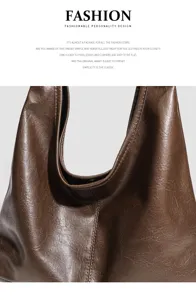 Women vintage soft leather large capacity tote shoulder hobo bag casual commuting