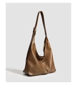 Vintage brown soft faux leather hobo bag daily casual underarm shoulder bag for women
