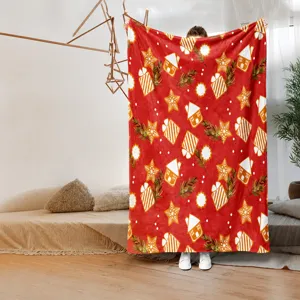 Coperta in Flanella Natalizia Stampata in Digitale Calda Coperta Festiva per Ufficio Letto Soggiorno Arredamento Casa