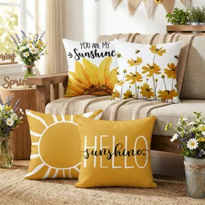 Fundas de cojín girasol juego margarita amarilla funda de almohada decoración sofá