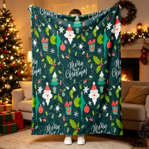 Coperta plaid di flanella di Natale verde morbida calda accogliente letto divano riposo
