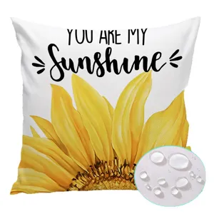 Funda de cojín impermeable para exteriores diseño de girasol decoración de sofá estilo