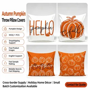 Housse de Coussin Décorative Série Citrouille d'Automne Housse de Coussin Orange Thanksgiving Décoration de Maison