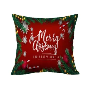 Christmas throw pillow cover festive red holiday home sofa decor cushion case 45x45cm