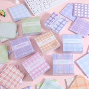 Colorful plaid sticky notes set, memo pads and index tabs for office and school supplies.