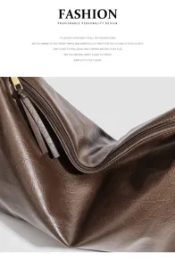 Large capacity women shoulder bag autumn winter stylish commuter tote bag faux leather design