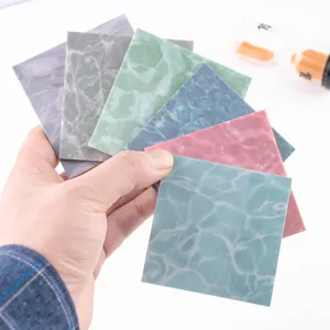 Note Adesive Impermeabili in PET con Increspature d'Acqua Blocchi Appunti Trasparenti Studenti Scuola Ufficio Cancelleria
