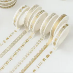 DIY Scrapbook Washi Tape Gold Stamping Narrow Edge Decorative Masking Tape