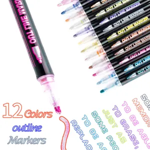 Dubbele Lijn Omtrek Markers Metallic Glitter Pennen Watergedragen Tekenpennen Voor Dagboek Kaarten Maken En Schilderen