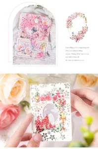PET journaling tape rand stickers met vintage bloemen rozen en vlinder kant details.