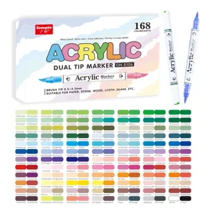 GuangNa 168 Farben Acryl Marker Set Pinselspitze DIY Malstifte für Stein Holz Glas Kunst