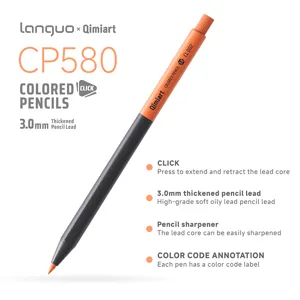 Retractable colored pencil with 3.0mm soft oily lead, professional drawing art pencil tool.