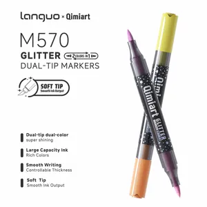 Dual-tip glitter marker set M570 with sparkling dual colors for creative art and journaling.