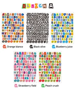 Colorful alphabet and number stickers DIY waterproof PET decorative diary sticker sheets